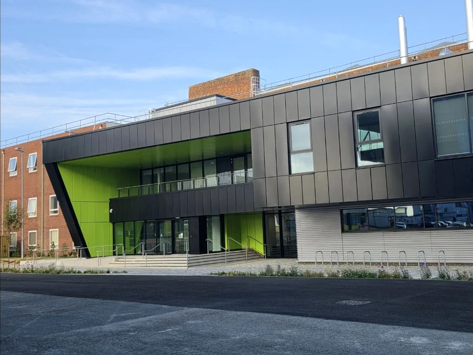 Black and silver architectural cladding